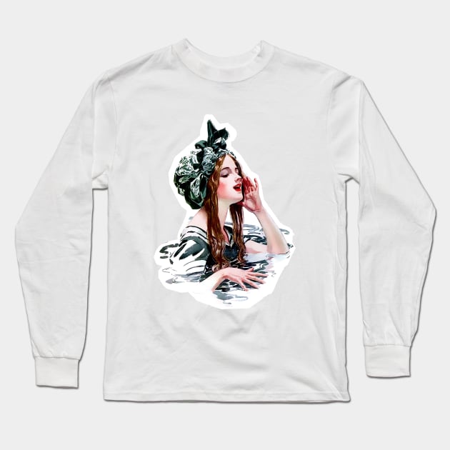 Girl swimming Long Sleeve T-Shirt by Marccelus